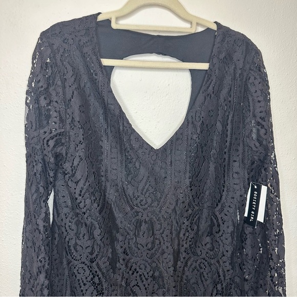 NWT Society Girl Lace Woven Black Dress Size Large - Picture 4 of 10